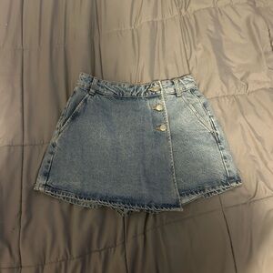 Zara mini denim wrap skort blue